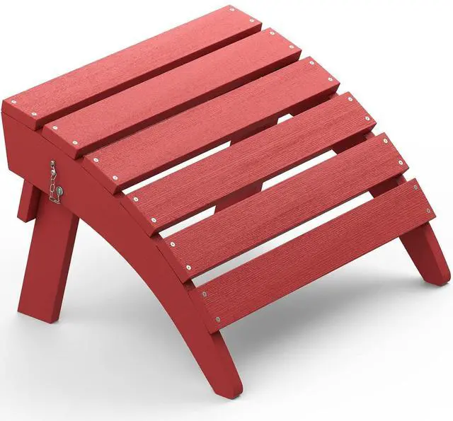 Main image of Folding Adirondack Footrest, All Weather Adirondack Ottoman Without Assembly, Red