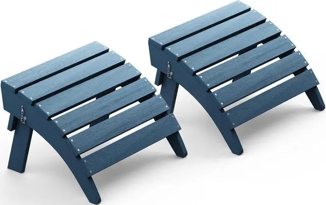 Main image of Folding Adirondack Chair Footrest Set of 2, Adirondack Ottomans Footstools Without Assembly, Blue