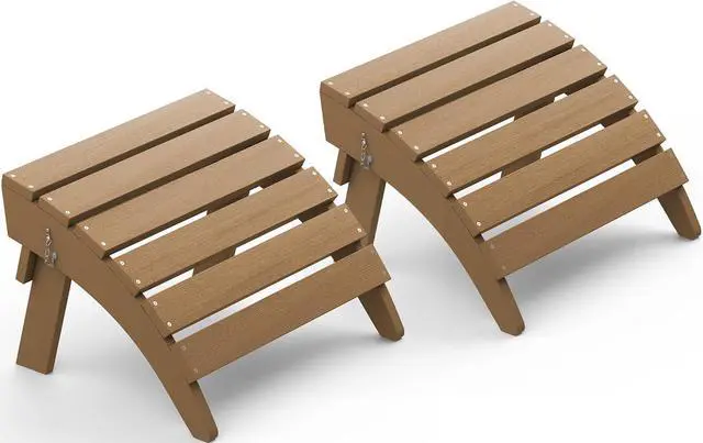 Main image of Folding Adirondack Ottoman Set of 2, Adirondack Footrest Without Assembly for Adirondack Chair, Brown