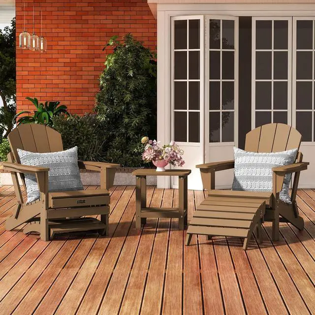 Alt view image 6 of 7 - Folding Adirondack Ottoman Set of 2, Adirondack Footrest Without Assembly for Adirondack Chair, Brown