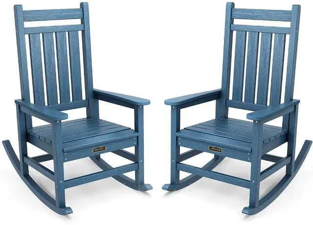 Main image of Outdoor Rocking Chair Set of 2,Patio Rocking Chairs for Adult, All Weather Resistant Porch Rockers for Lawn Garden, Blue