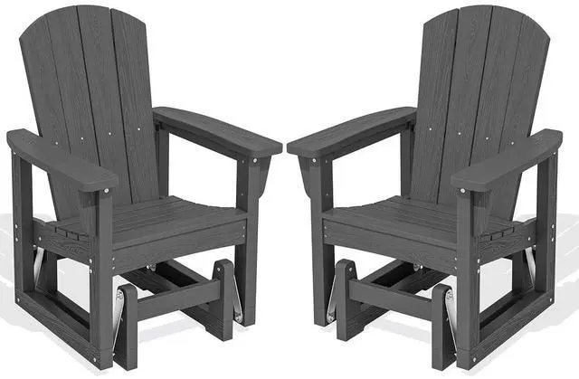 Main image of Outdoor Glider Chair Set of 2, HDPE Wood-Like Patio Glider Rocker All-Weather Porch Glider for Outside, Slate Gray
