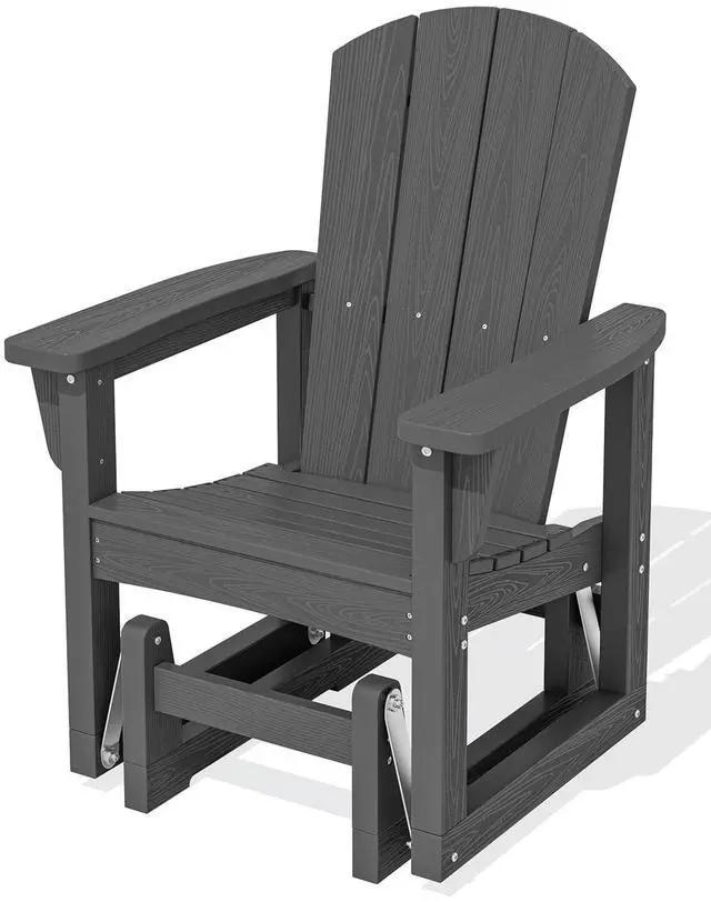 Main image of Outdoor Glider Chair, HDPE Wood-Like Patio Glider Rocker All-Weather Porch Glider for Outside, Slate Gray
