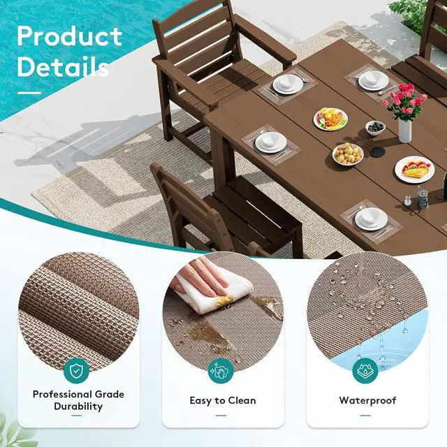 Alt view image 2 of 6 - 6-Pack Heat Resistant Placemats, Non-Slip Woven Vinyl Table Mats, Washable & Durable for Daily Meals, Indoor & Outdoor Use, Khaki