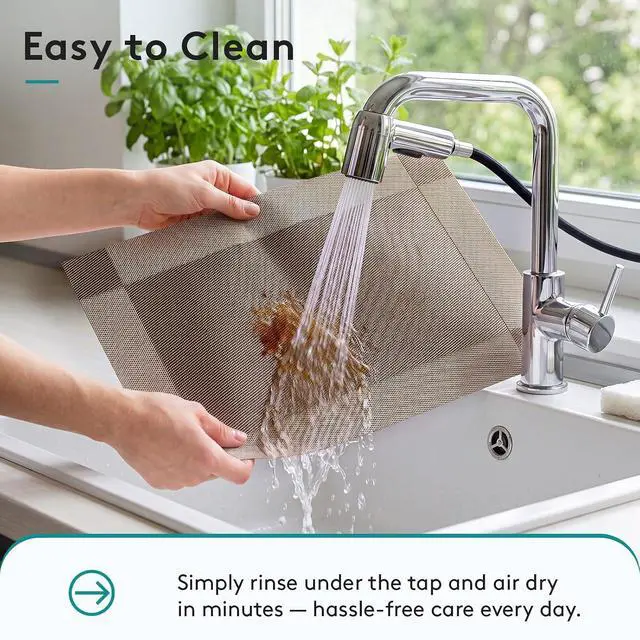 Alt view image 6 of 6 - 6-Pack Heat Resistant Placemats, Non-Slip Woven Vinyl Table Mats, Washable & Durable for Daily Meals, Indoor & Outdoor Use, Khaki