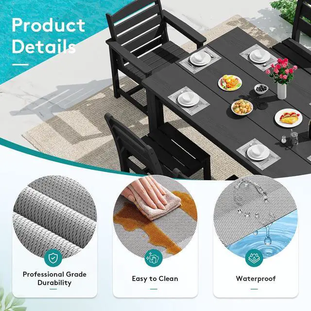 Alt view image 2 of 6 - 6-Pack Heat Resistant Placemats, Non-Slip Woven Vinyl Table Mats, Washable & Durable for Daily Meals, Indoor & Outdoor Use, Light Gray