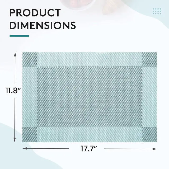 Alt view image 3 of 6 - 6-Pack Heat Resistant Placemats, Non-Slip Woven Vinyl Table Mats, Washable & Durable for Daily Meals, Indoor & Outdoor Use, Light Blue
