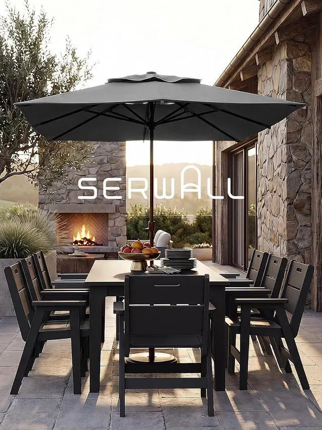 Alt view image 6 of 7 - 2-Pack HDPE Outdoor Patio Chairs, 19.69" Wide Ergonomic Dining Chairs, 330 LBS Heavy Duty All-Weather Arm Chairs for Backyard Deck Garden, Black