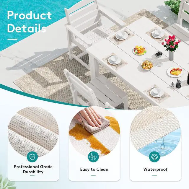 Alt view image 2 of 6 - 6-Pack Heat Resistant Placemats, Non-Slip Woven Vinyl Table Mats, Washable & Durable for Daily Meals, Indoor & Outdoor Use, Beige