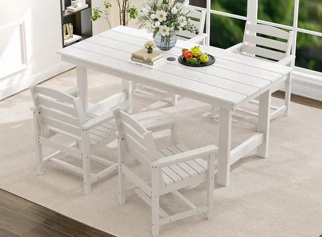 Alt view image 7 of 7 - Kitchen Table Set for 467" Extended Large Dining Table with 1 Bench and 2 Chairs, White