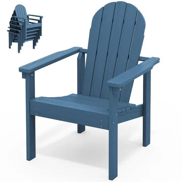Main image of Stackable Modern Adirondack Chair, HDPE Outdoor Patio Chair with Space-Saving Design, All-Weather Fire Pit Chair with Widened Seat for Deck, Backyard, Garden, Lawn (Blue)