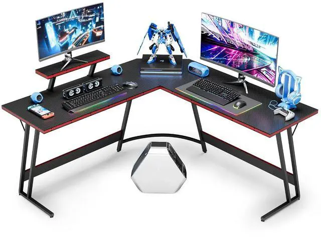 Main image of L Shaped Gaming Desk, 51 Inch Pc Corner Table, Computer Corner Desk with Monitor Stand for Home Office Sturdy Writing Workstation (Large, Black)
