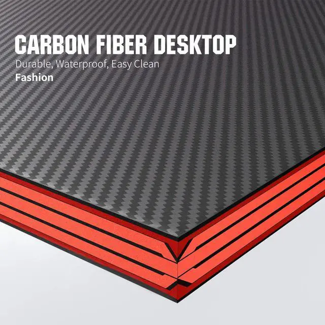Alt view image 4 of 7 - L Shaped Gaming Desk Computer Desk 51 Office Corner Desk with Monitor Stand Home Gaming Writing Study Table Workstation (Carbon Fibre Black)