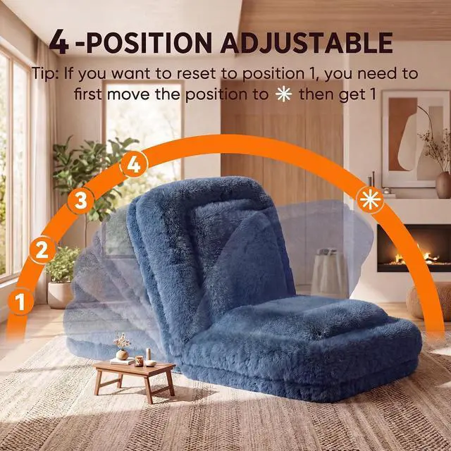 Alt view image 5 of 7 - Human Dog Bed Adjustable, Foldable Human Dog Bed for Adult & Pets with Egg Orthopedic Foam, Adjustable Upholstered Big Bean Bed with 2 Soft Cushions for Living Room, Bedroom (Dark Blue)