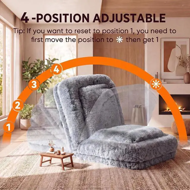 Alt view image 5 of 7 - Human Dog Bed Adjustable, Foldable Human Dog Bed for Adult & Pets with Egg Orthopedic Foam, Adjustable Upholstered Big Bean Bed with 2 Soft Cushions for Living Room, Bedroom (Gray)