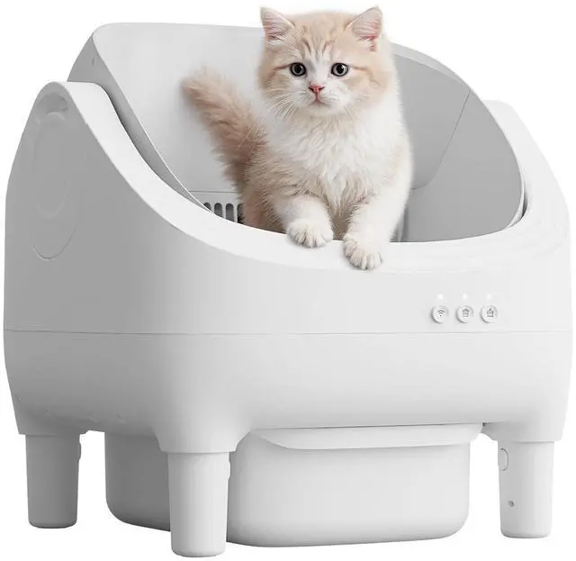 Main image of Open-Top Cat Litter Box Electric Auto-Cleaning System, Reliable Odor Management, Smart APP Support, 15L Large-Capacity Waste Bin, Trash Bags & Mat Included (White)