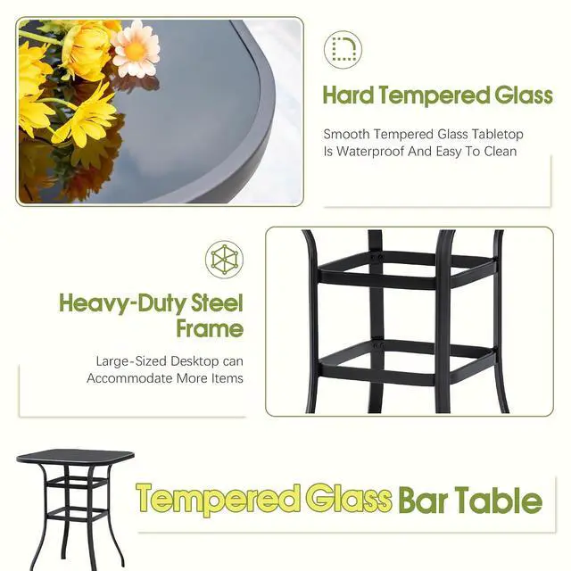 Alt view image 5 of 7 - Patio Swivel Bar Set 3 Pieces Patio High Top Bar Table and Stools Chairs Set Textilene Sling Fabric Outdoor Bar Stools Set of 2 for Garden, Balcony