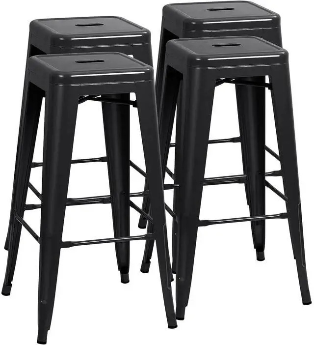 Main image of 30 Inches Metal Bar Stools Industrial Barstools Stackable High Backless Stools Vintage Indoor Outdoor Stackable Kitchen Stools