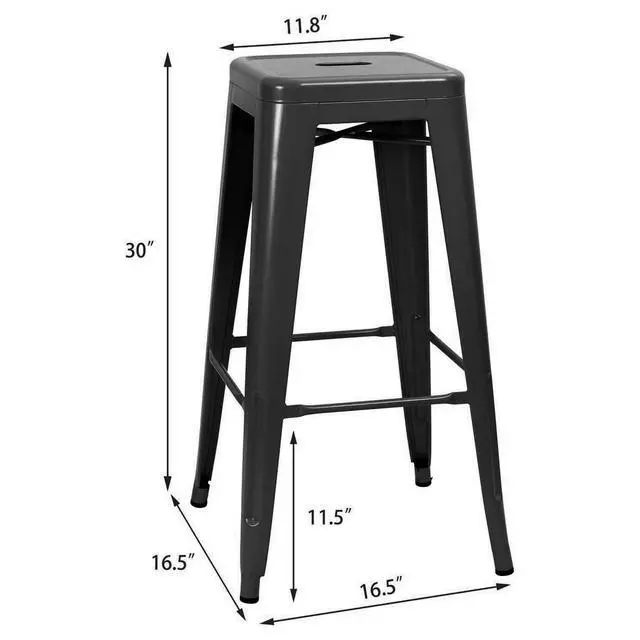 Alt view image 3 of 7 - 30 Inches Metal Bar Stools Industrial Barstools Stackable High Backless Stools Vintage Indoor Outdoor Stackable Kitchen Stools