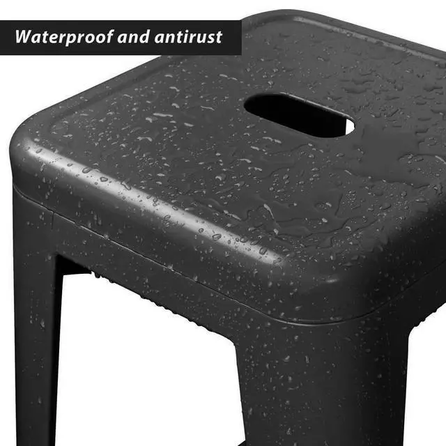 Alt view image 5 of 7 - 30 Inches Metal Bar Stools Industrial Barstools Stackable High Backless Stools Vintage Indoor Outdoor Stackable Kitchen Stools