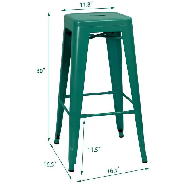 Alt view image 3 of 7 - 30 Inches Metal Bar Stools Industrial Barstools Stackable High Backless Stools Vintage Indoor Outdoor Stackable Kitchen Stools