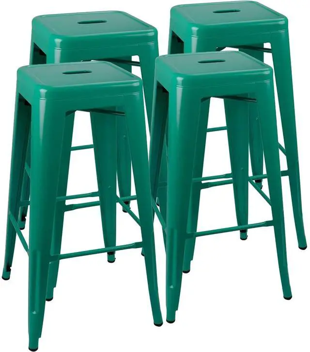 Main image of 30 Inches Metal Bar Stools Industrial Barstools Stackable High Backless Stools Vintage Indoor Outdoor Stackable Kitchen Stools
