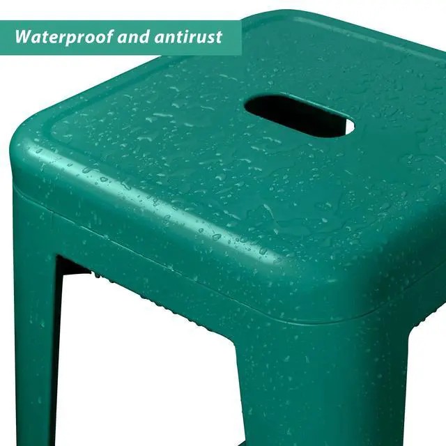 Alt view image 4 of 7 - 30 Inches Metal Bar Stools Industrial Barstools Stackable High Backless Stools Vintage Indoor Outdoor Stackable Kitchen Stools