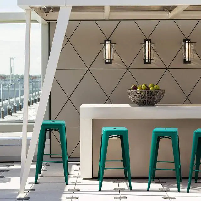 Alt view image 6 of 7 - 30 Inches Metal Bar Stools Industrial Barstools Stackable High Backless Stools Vintage Indoor Outdoor Stackable Kitchen Stools