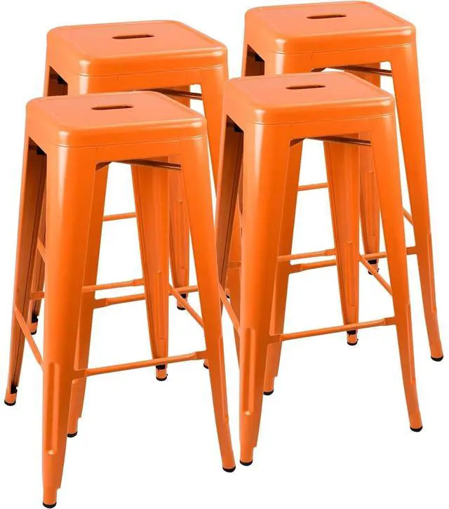 Main image of 30 Inches Metal Bar Stools Industrial Barstools Stackable High Backless Stools Vintage Indoor Outdoor Stackable Kitchen Stools