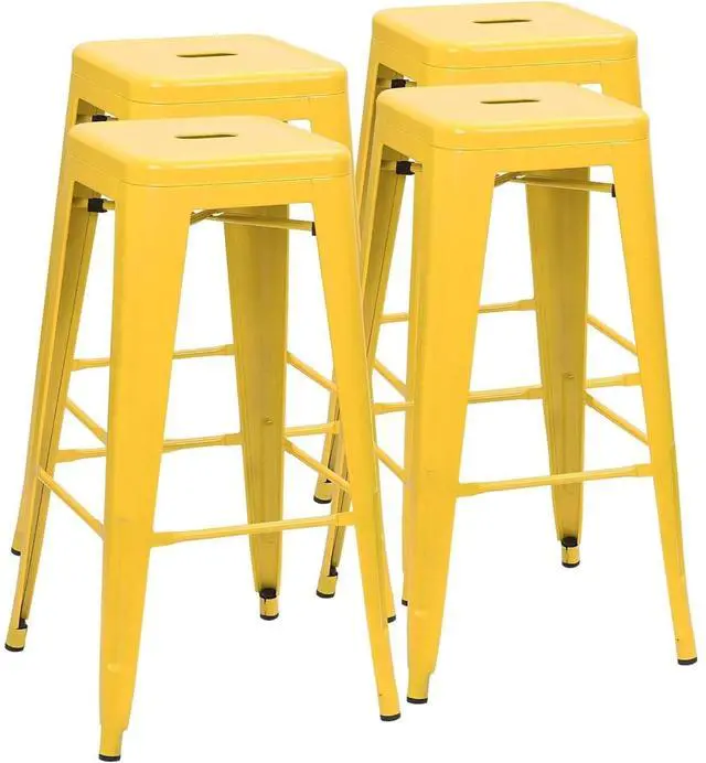 Main image of 30 Inches Metal Bar Stools Industrial Barstools Stackable High Backless Stools Vintage Indoor Outdoor Stackable Kitchen Stools