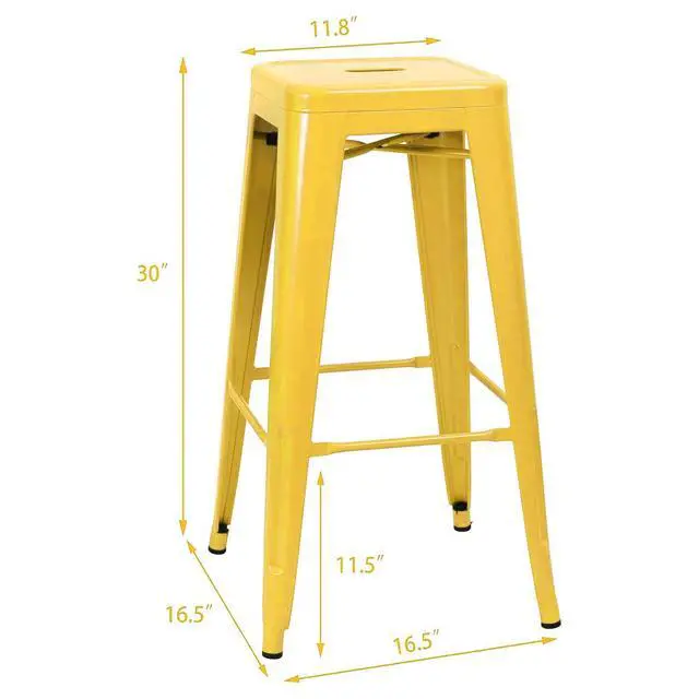 Alt view image 3 of 7 - 30 Inches Metal Bar Stools Industrial Barstools Stackable High Backless Stools Vintage Indoor Outdoor Stackable Kitchen Stools