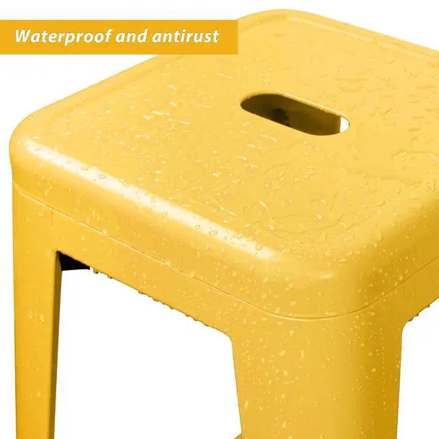 Alt view image 5 of 7 - 30 Inches Metal Bar Stools Industrial Barstools Stackable High Backless Stools Vintage Indoor Outdoor Stackable Kitchen Stools