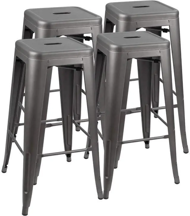 Main image of 30 Inches Metal Bar Stools Industrial Barstools Stackable High Backless Stools Vintage Indoor Outdoor Stackable Kitchen Stools