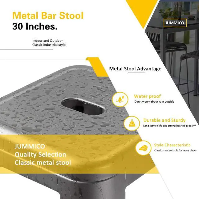 Alt view image 5 of 7 - 30 Inches Metal Bar Stools Industrial Barstools Stackable High Backless Stools Vintage Indoor Outdoor Stackable Kitchen Stools