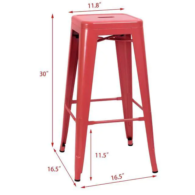 Alt view image 3 of 7 - 30 Inches Metal Bar Stools Industrial Barstools Stackable High Backless Stools Vintage Indoor Outdoor Stackable Kitchen Stools