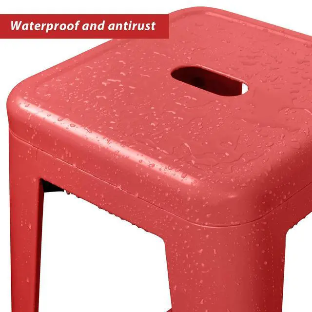 Alt view image 4 of 7 - 30 Inches Metal Bar Stools Industrial Barstools Stackable High Backless Stools Vintage Indoor Outdoor Stackable Kitchen Stools