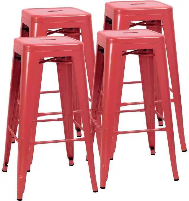 Main image of 30 Inches Metal Bar Stools Industrial Barstools Stackable High Backless Stools Vintage Indoor Outdoor Stackable Kitchen Stools