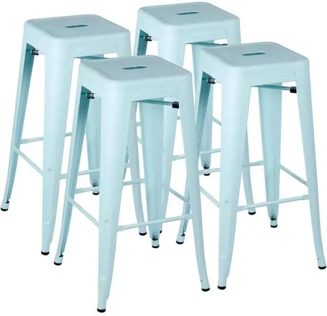 Main image of 30 Inches Metal Bar Stools Industrial Barstools Stackable High Backless Stools Vintage Indoor Outdoor Stackable Kitchen Stools