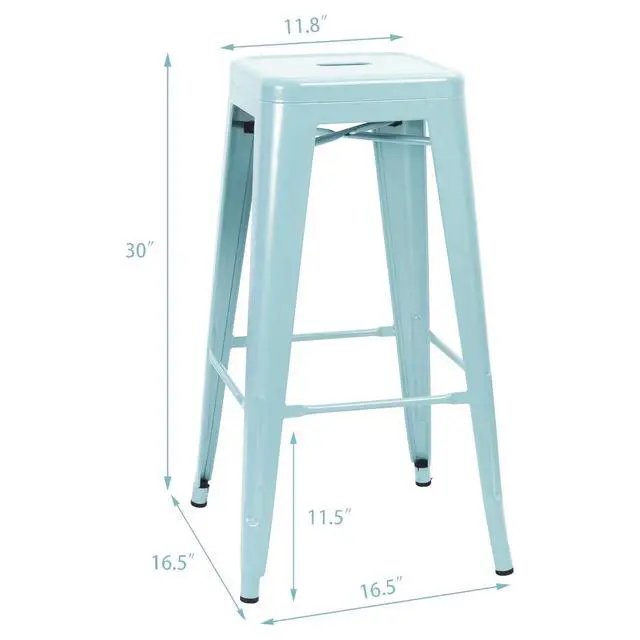 Alt view image 3 of 7 - 30 Inches Metal Bar Stools Industrial Barstools Stackable High Backless Stools Vintage Indoor Outdoor Stackable Kitchen Stools