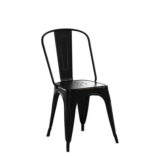 Alt view image 5 of 7 - Metal Dining Chair Indoor Outdoor Use Stackable Chic Side Classic Trattoria Metal Chairs Set of 4 for Kitchen, Dining Room, Bistro and Cafe (Gold Black)