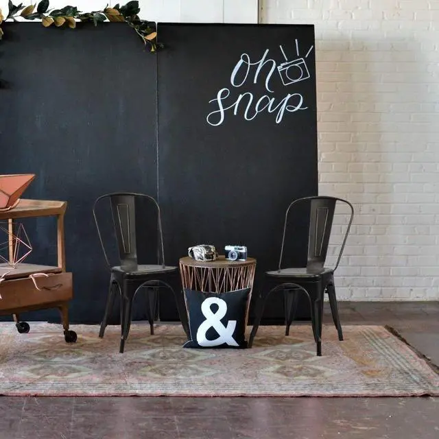 Alt view image 6 of 7 - Metal Dining Chair Indoor Outdoor Use Stackable Chic Side Classic Trattoria Metal Chairs Set of 4 for Kitchen, Dining Room, Bistro and Cafe (Gold Black)