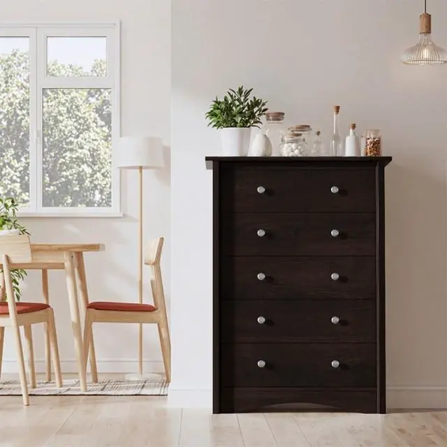 Alt view image 2 of 7 - Tall Dresser for Bedroom, 5 Drawer Dresser, Chest of Drawers, Organizer Drawers, for Hallway Entryway (Brown)