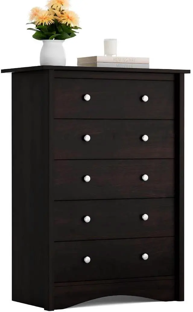 Main image of Tall Dresser for Bedroom, 5 Drawer Dresser, Chest of Drawers, Organizer Drawers, for Hallway Entryway (Brown)