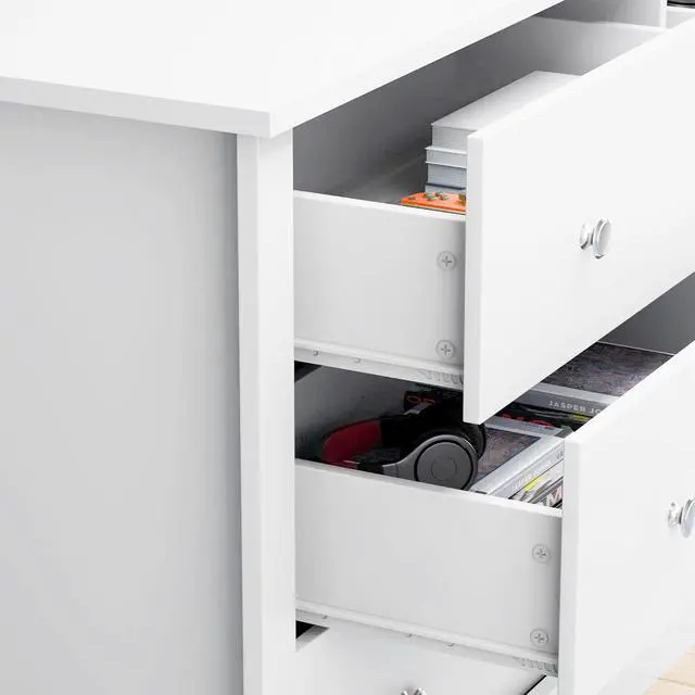 Alt view image 4 of 6 - 6 Drawer Dresser for Bedroom, Wood Dresser Wide Storage Organizer for Living Room Hallway Closets (White)