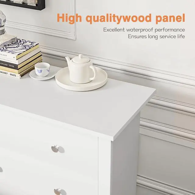 Alt view image 5 of 6 - 6 Drawer Dresser for Bedroom, Wood Dresser Wide Storage Organizer for Living Room Hallway Closets (White)