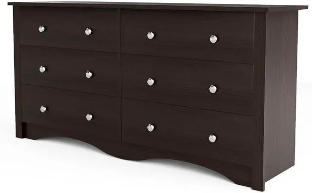 Main image of 6 Drawer Dresser for Bedroom, Wood Dresser Wide Storage Organizer, Storaged Drawer Units for Hallway Closets (Brown)