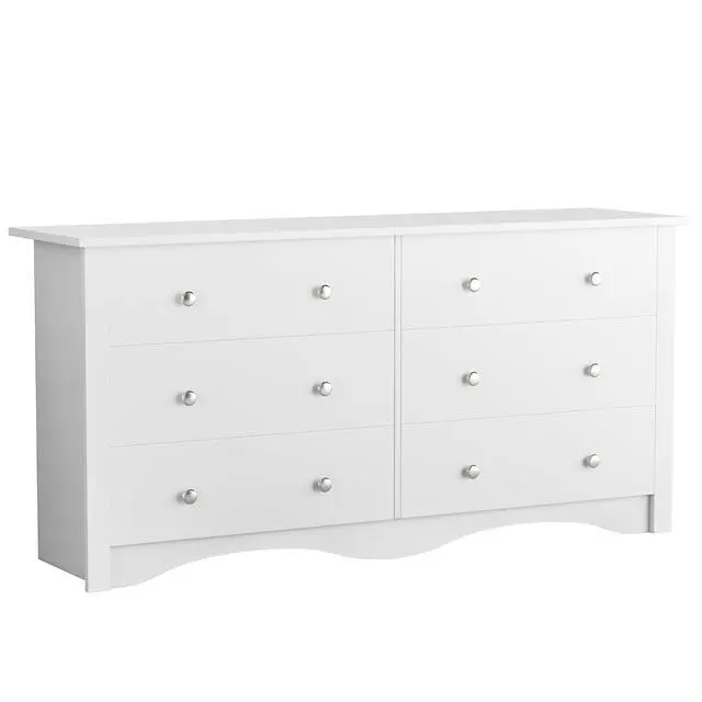 Alt view image 4 of 7 - 6 Drawer Dresser Chests for Bedroom, Storage Dressers Organizer with Anti-Tilt Devices, Modern Wide Wood Chest of Drawers for Living Room Hallway Entryway (White)