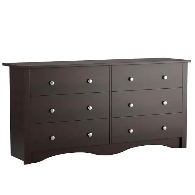 Alt view image 4 of 7 - 6 Drawer Dresser Chests for Bedroom, Storage Dressers Organizer with Anti-Tilt Devices, Modern Wide Wood Chest of Drawers for Living Room Hallway Entryway (Brown)