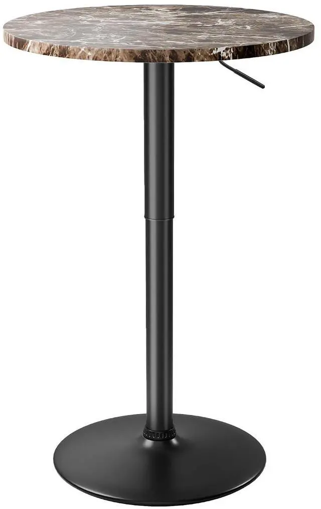 Main image of Bistro Pub Table Height Adjustable Round Bar Table 27.4-36 Inches, 360°Swivel Cocktail Table for Dining Room, Party, Café (1, Marble-Black)