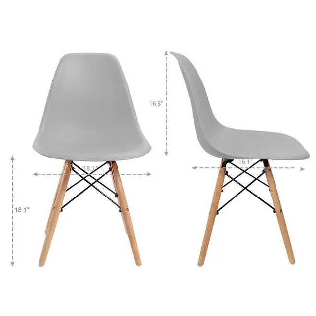 Alt view image 3 of 7 - Pre Assembled Modern Style Dining Chair Mid Century Modern DSW Chair, Shell Lounge Plastic Chair for Kitchen, Dining, Bedroom, Living Room Side Chairs Set of 4(Gray)